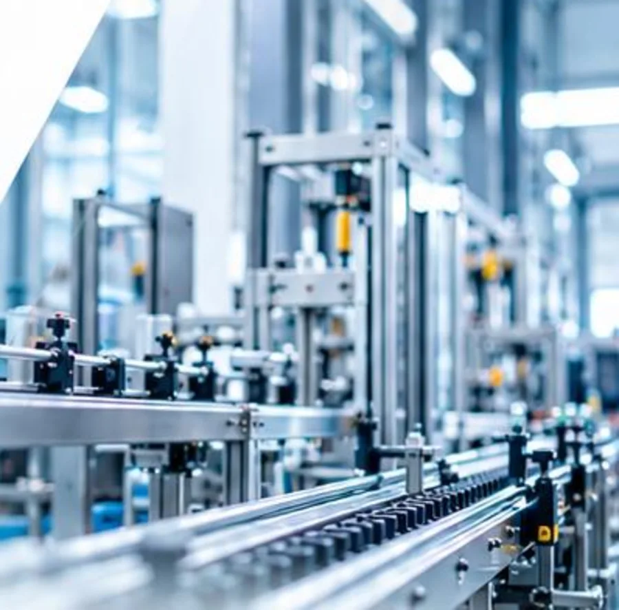 Automated production line in a modern factory